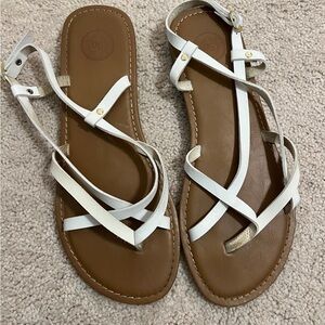 SO White and Brown Strappy Sandals